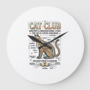 Grande Horloge Ronde Club Chat Anatomie du Chat Diagramme Scientifique