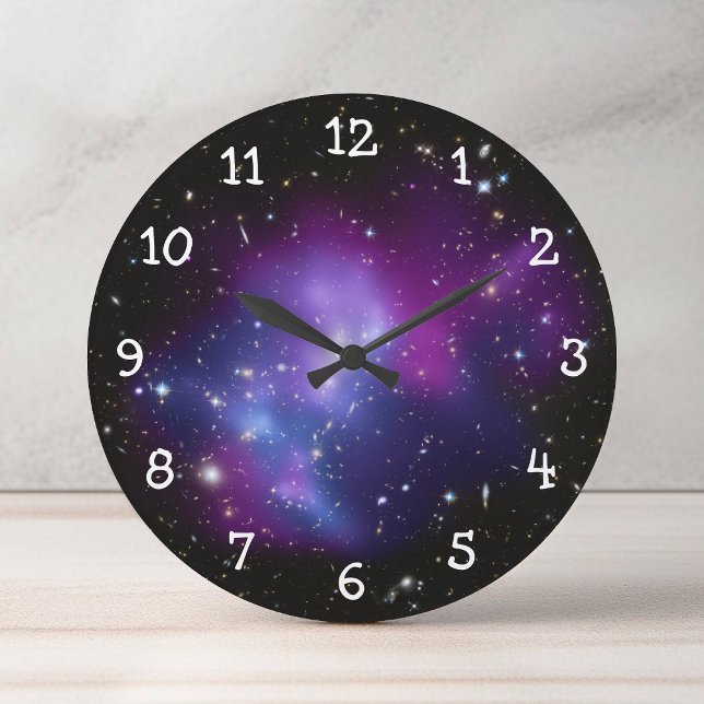 Grande Horloge Ronde Cluster de galaxie violette (Purple Galaxy Cluster Large Clock)