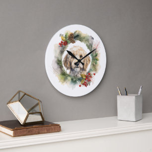 Grande Horloge Ronde Cockapoo Christmas Wreath Festive Pup