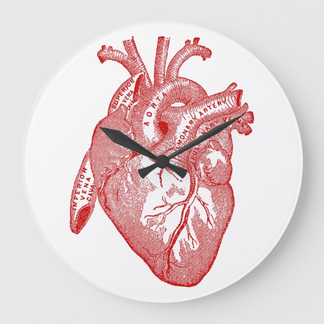 Grande Horloge Ronde Coeur anatomique antique rouge (Recto)