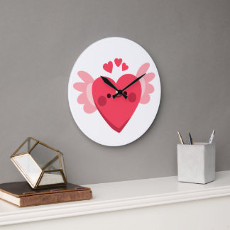 Grande Horloge Ronde Coeur doux