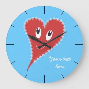 Grande Horloge Ronde Coeur souriant Valentine's