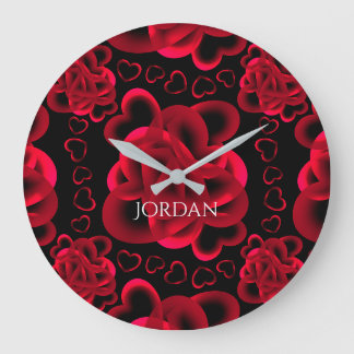 Grande Horloge Ronde Coeurs beaucoup Motif