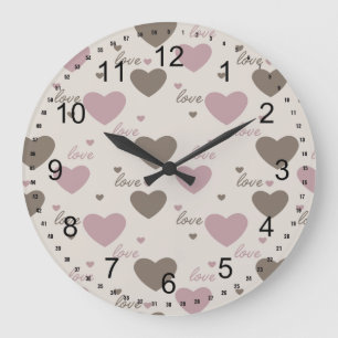 Grande Horloge Ronde Coeurs d'amour