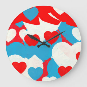 Grande Horloge Ronde Coeurs d'amour