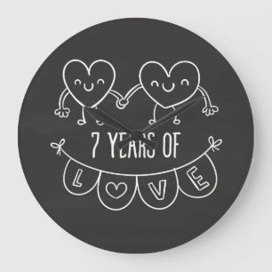 Grande Horloge Ronde Coeurs de calèche-cadeaux du 7e anniversaire