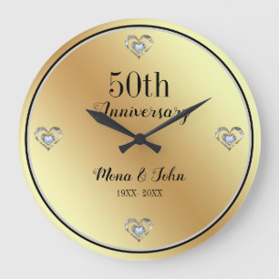 Grande Horloge Ronde Cœurs Diamants