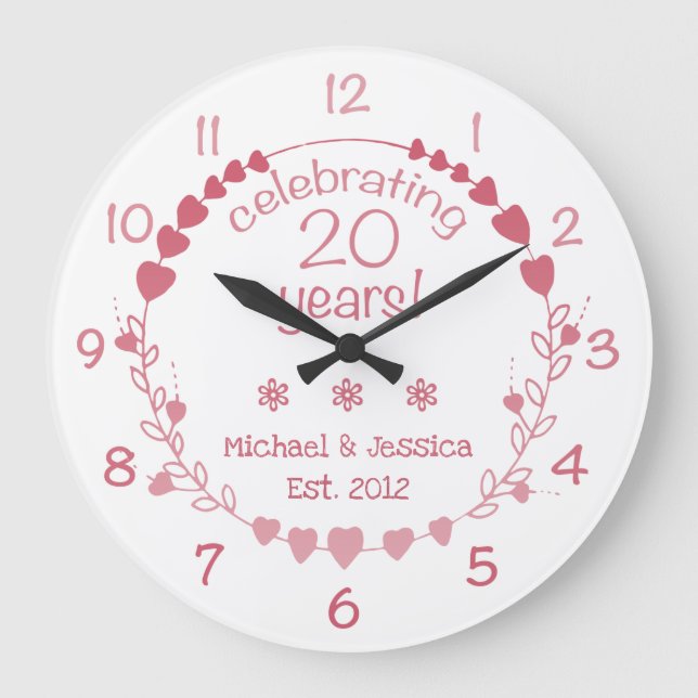 Grande Horloge Ronde Coeurs du 20e anniversaire du Mariage (Recto)