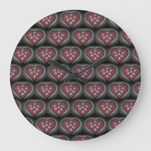 Grande Horloge Ronde Coeurs fleuris flottants
