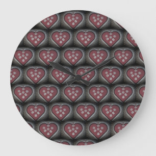Grande Horloge Ronde Coeurs floraux flottants
