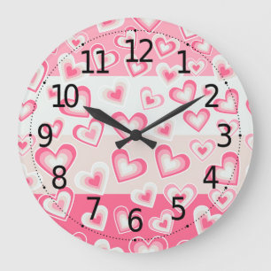 Grande Horloge Ronde Coeurs pastel de la Saint Valentin, gourmands et a