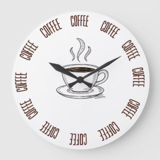 Grande Horloge Ronde Coffee Lover Minimal Wall Clock – Modern 