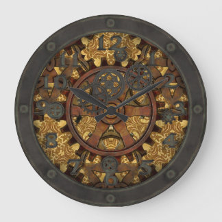 Grande Horloge Ronde Cog de vapeur orné avec visage