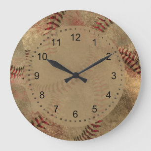 Grande Horloge Ronde Collage de baseball Grunge