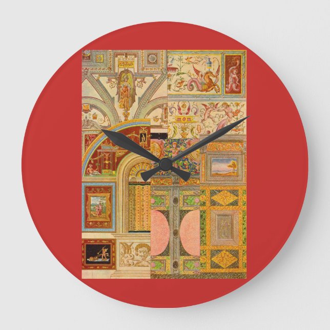 Grande Horloge Ronde collage de motifs italiens baroques (Recto)