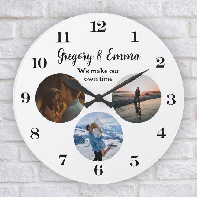 Grande Horloge Ronde Collage photo moderne personnalisé Nous faisons no (Créateur téléchargé)