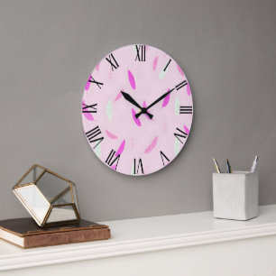 Grande Horloge Ronde Collection Boho de plumes tendance de luxe
