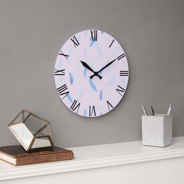 Grande Horloge Ronde Collection de luxe Boho Trendy Feathy (Bureau)