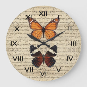 Grande Horloge Ronde Collection de papillons vintages