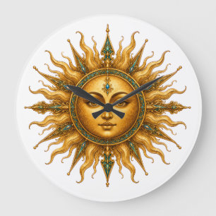 Grande Horloge Ronde Collection Gol Bano Cadran mural Soleil doré per