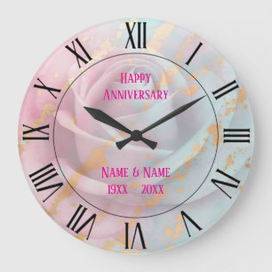 Grande Horloge Ronde Collection Luxe Rose Pâle Menthe Douce Or Tendance