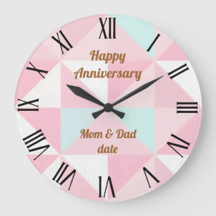 Grande Horloge Ronde Collection Populaire Abstraite Rose Pâle Menthe