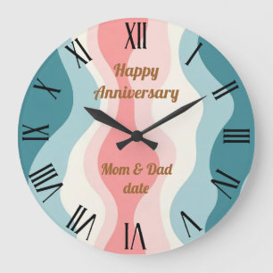 Grande Horloge Ronde Collection Tendance Abstraite Rose Pâle Menthe