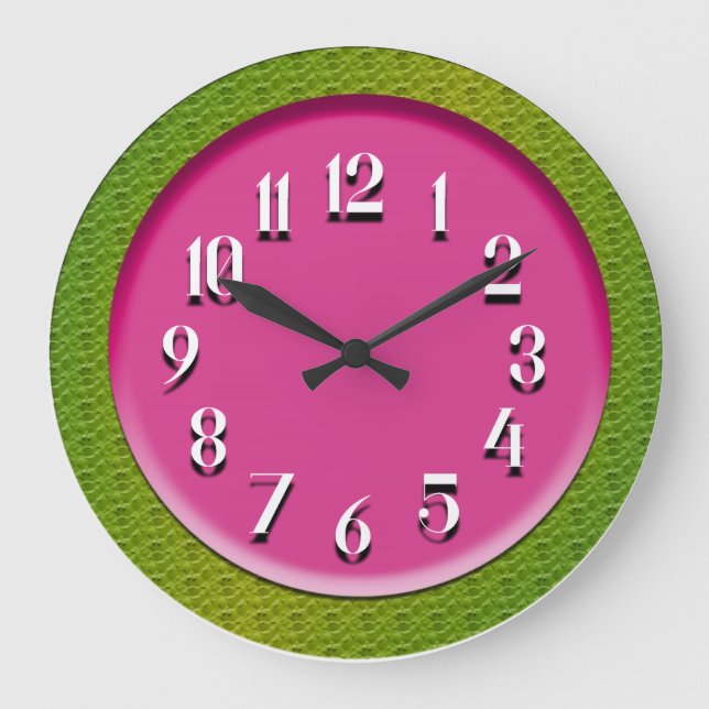 Grande Horloge Ronde Colorful Neon Pink and Green (Recto)