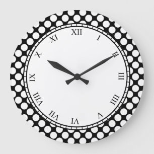 Grande Horloge Ronde Colorful polka dot roman Digits White on any color