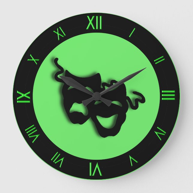Grande Horloge Ronde Comédie et Tragédie Neon Green Theater cadenas (Recto)