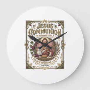 Grande Horloge Ronde Communion Jésus Communion Jésus Foi chrétienne Vi