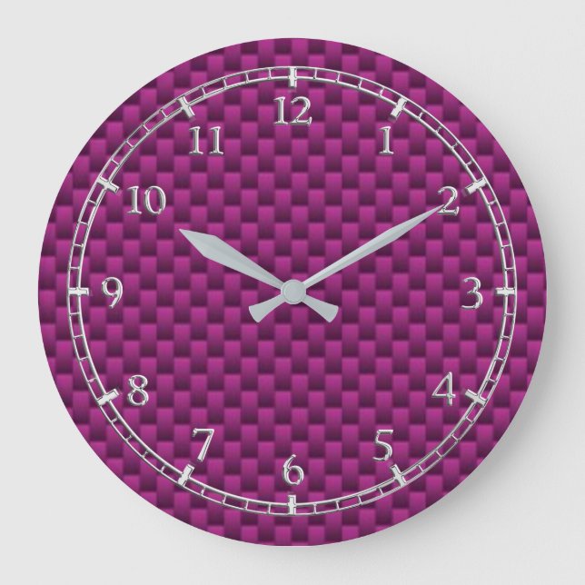 Grande Horloge Ronde Composant de fibre de carbone Fuchsia pourpre (Recto)