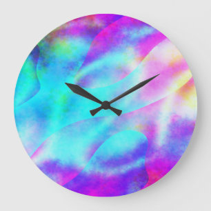 Grande Horloge Ronde Conception Abstraite de la bande de flux arc-en-ci