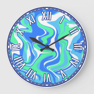 Grande Horloge Ronde Conception Abstraite - Inspirée de l'Océan