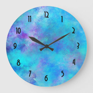 Grande Horloge Ronde Conception bleue et pourpre glaciale d'abrégé su