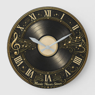 Grande Horloge Ronde Conception de cadran mural avec notes de musique s