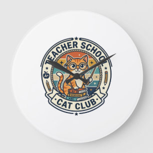 Grande Horloge Ronde Conception de chat mignon de professeur d'école -