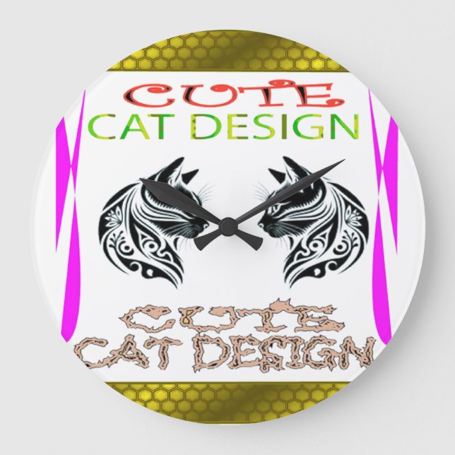 Grande Horloge Ronde Conception de chats (Recto)