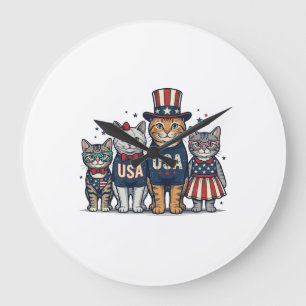 Grande Horloge Ronde Conception de chemise d'amour de tournesol patriot