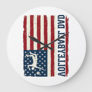 Grande Horloge Ronde Conception de chemise de drapeau patriotique de pa
