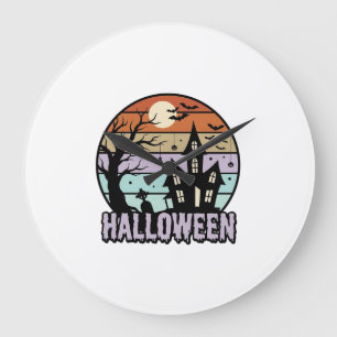 Grande Horloge Ronde Conception de chemise de maison hantée Halloween v