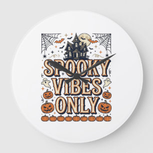 Grande Horloge Ronde Conception de chemise Halloween vintage Spooky Vib