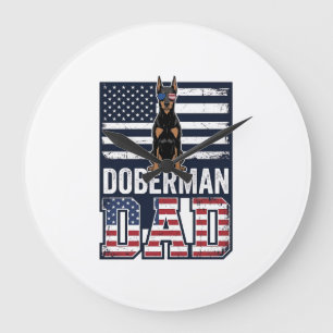 Grande Horloge Ronde Conception de chemise pour chien patriotique Dober