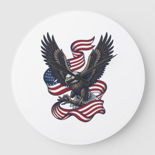 Grande Horloge Ronde Conception de chemise vectorielle aigle patriotiqu