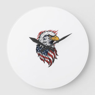 Grande Horloge Ronde Conception de chemise vectorielle aigle patriotiqu