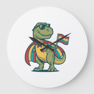 Grande Horloge Ronde Conception de chemise vectorielle de dinosaure de 