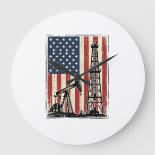 Grande Horloge Ronde Conception de chemise vectorielle de drapeau améri