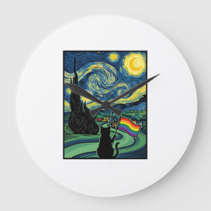 Grande Horloge Ronde Conception de chemise vectorielle de paysage noctu