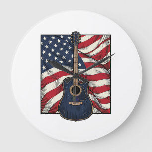 Grande Horloge Ronde Conception de chemise vectorielle drapeau patrioti