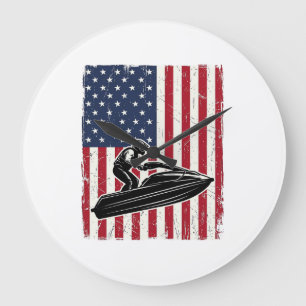 Grande Horloge Ronde Conception de chemise vectorielle vintage jet ski
